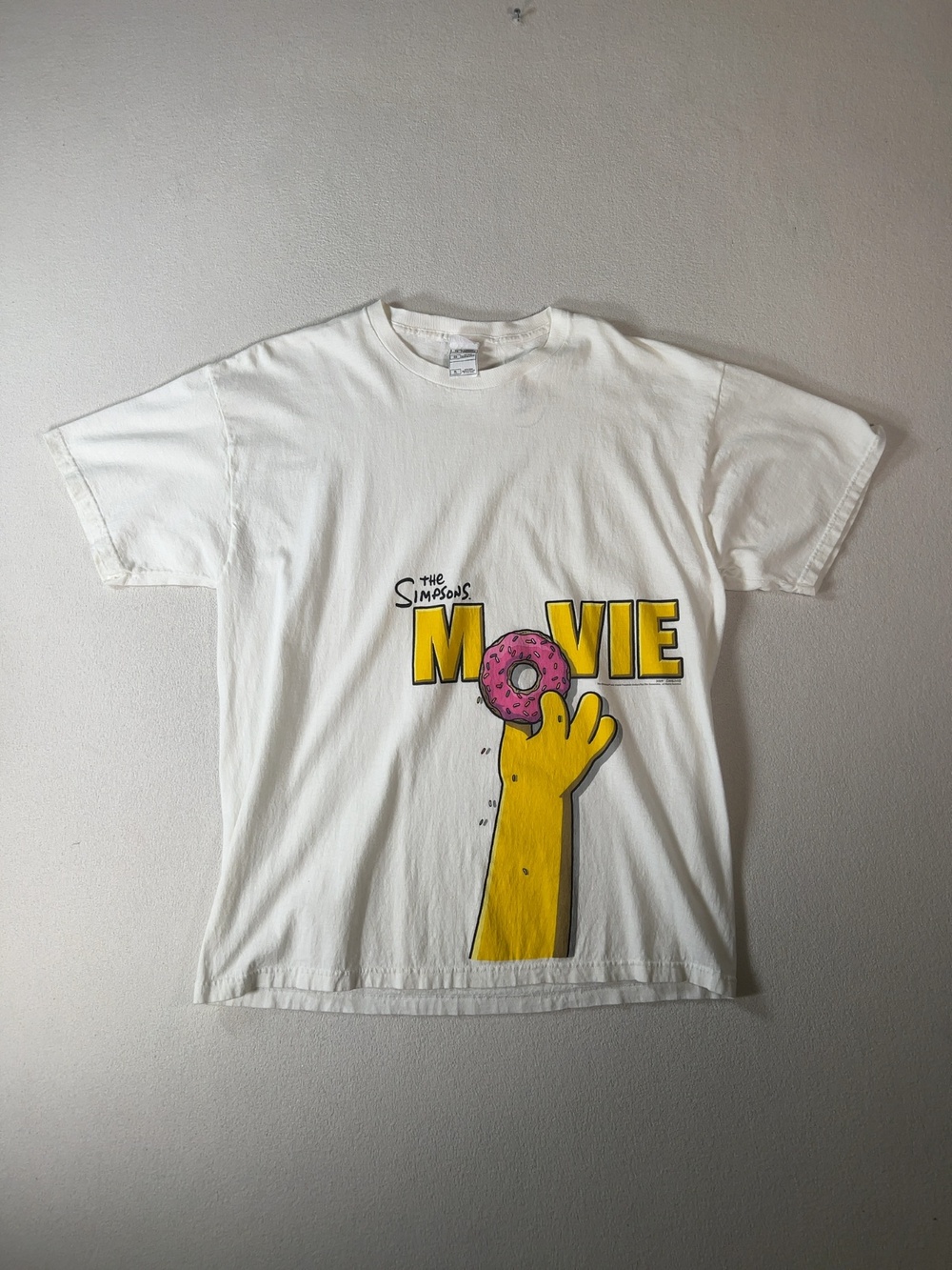 Fruit of the Loom 2000s The Simpsons Movie Promo Graphic T-Shirt White XL
